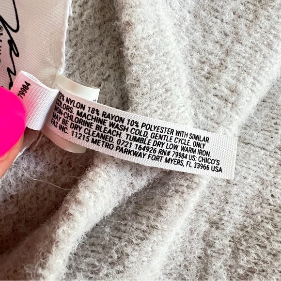 Soma SomaWKND Marshmallow Knit Hoodie Light Gray Fluffy Soft Cardigan Sweater XL - Picture 5 of 9